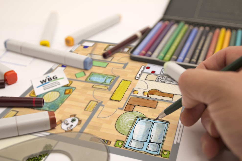 Individuelle Illustration von Grundrissen Grundriss wird illustriert enders Marketing