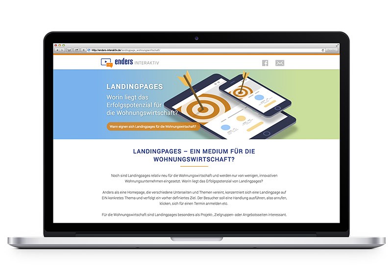 Landingpage zum Thema Landingpage Landingpage zum Thema Landingpage für die Immobilienbranche enders Marketing